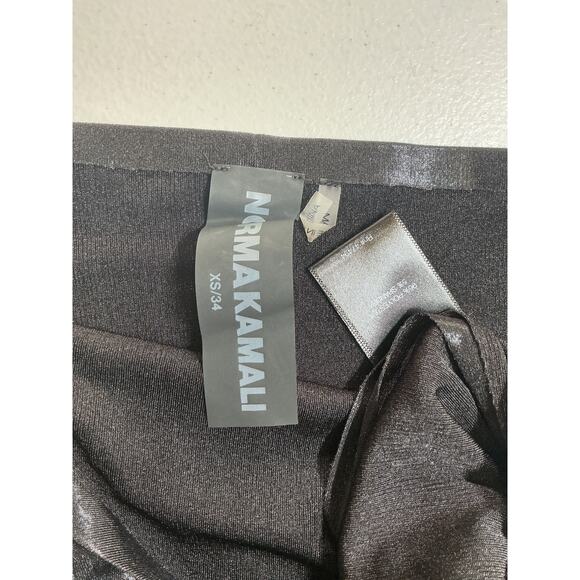 Norma Kamali Halter Black Poly Turtle Side Slit Gown Size XS - Picture 4 of 4